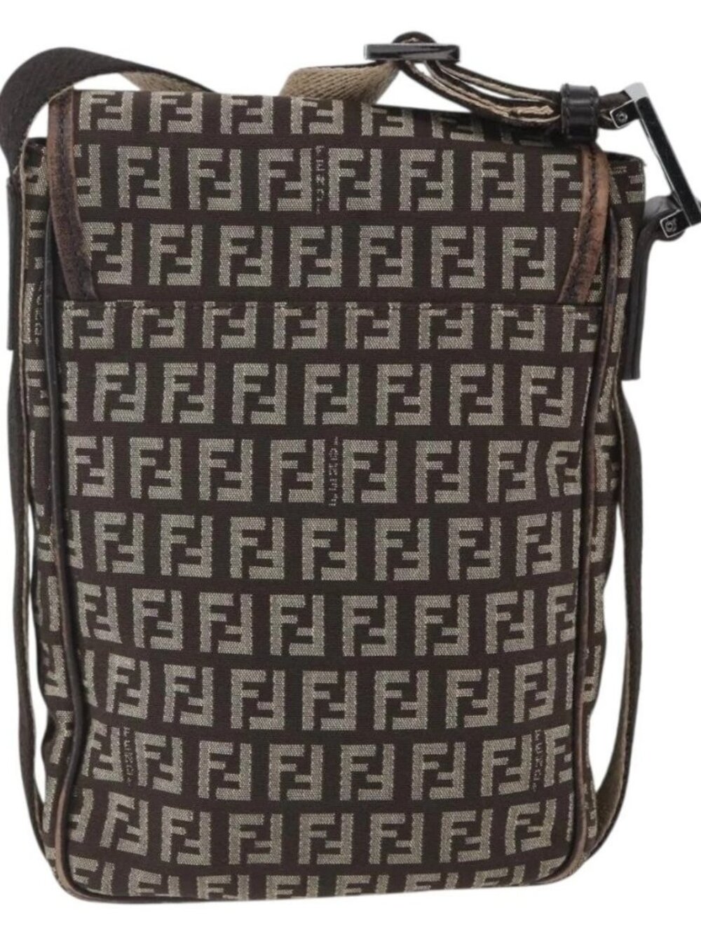 FENDI Zucchino Canvas Shoulder Bag Brown Auth SW1875 - Picture 3 of 16